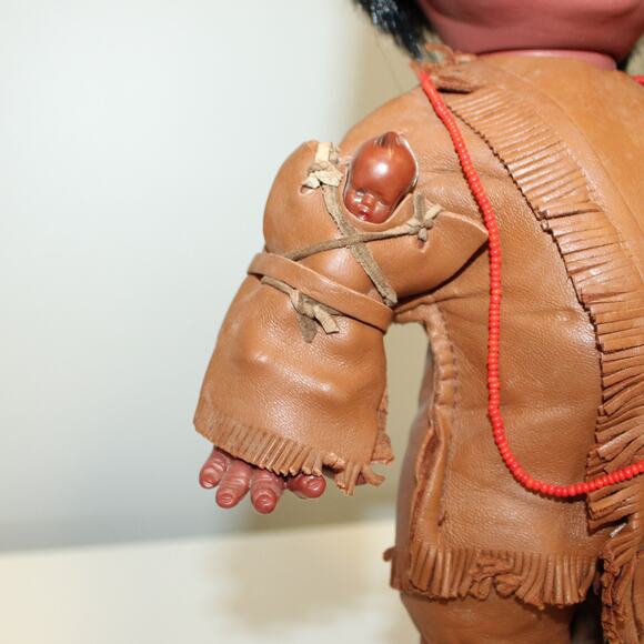 "Wild West" Leather Clad Native Tribal Children's Doll with Papoose 13" - Picture 5 of 7